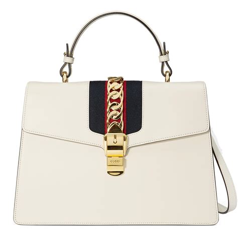 gucci white sylvie bag top handle|gucci sylvie bag medium.